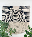 Extra Large Painted Stripe Fringe Wall Hanging in Black
