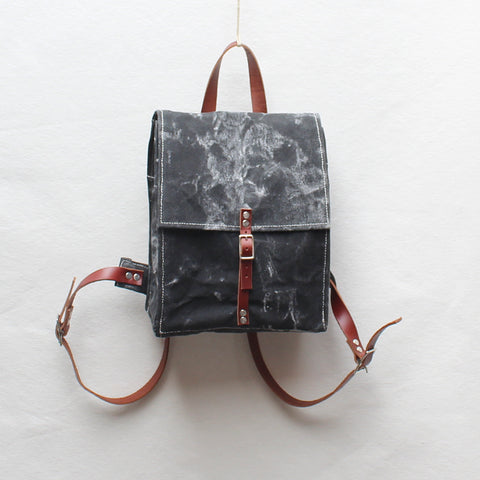 Black Marble Hand Painted Small Backpack