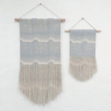 San Francisco at Night Block Print Fringe Wall Hanging in Grey