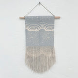 San Francisco at Night Block Print Fringe Wall Hanging in Grey