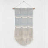 San Francisco at Night Block Print Fringe Wall Hanging in Grey