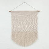 Sand Dune Block Print Fringe Wall Hanging in Taupe