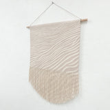 Sand Dune Block Print Fringe Wall Hanging in Taupe