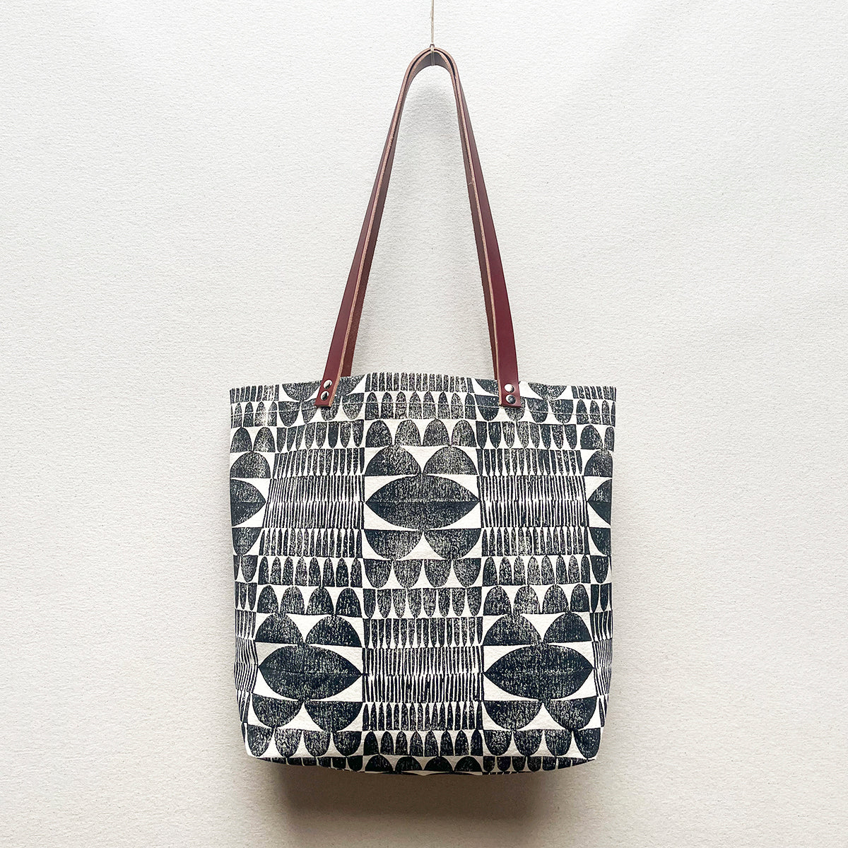Julia Canright San Francisco Small FU Block Print Canvas Backpack Leather Straps Canvas Tote Bags – Julia Canright main image 2