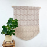 Wave Block Print Fringe Wall Hanging in Taupe