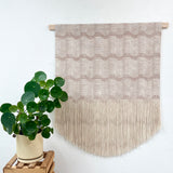 Wave Block Print Fringe Wall Hanging in Taupe
