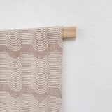 Wave Block Print Fringe Wall Hanging in Taupe
