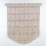 Wave Block Print Fringe Wall Hanging in Taupe