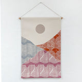 Medium Patchwork Landscape Wall Hanging in Pink, Orange and Grey