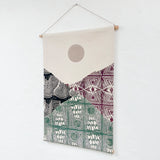 Medium Patchwork Landscape Wall Hanging in Green, Black and Purple