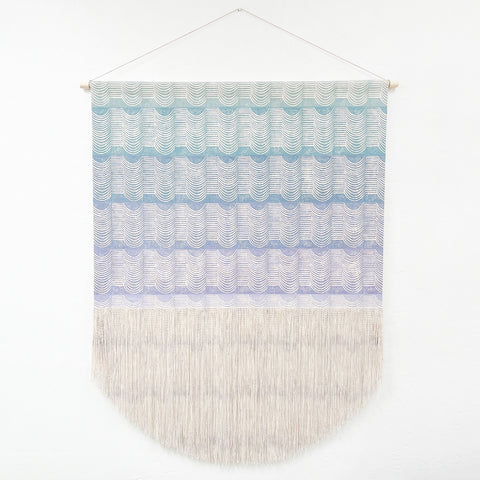 Large Gradient Wave Wall Hanging in Teal to Lavender