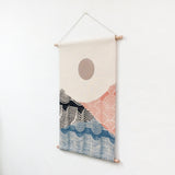Small Black, Blue, Terra Patchwork Landscape Wall Hanging