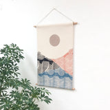 Small Black, Blue, Terra Patchwork Landscape Wall Hanging