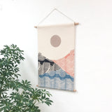 Small Black, Blue, Terra Patchwork Landscape Wall Hanging