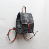 Black Marble Hand Painted Small Backpack
