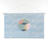 Flame Block Print Head Board Wall Hanging in Blue with Painted Multi Color Circle