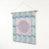 Blue and Purple Wave Block Print Taupe Circle