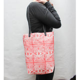 Evil Eye Block Print Small Tote Bag in Pink