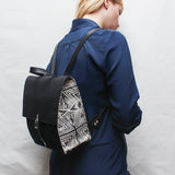 Black with Evil Eye Block Print Small Backpack