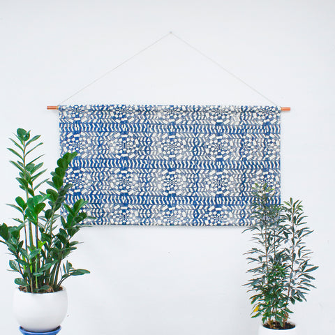 Bullseye Faux Headboard Wall Hanging Blue