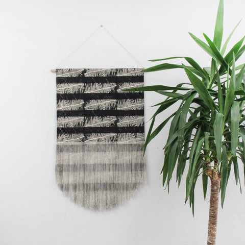 Fern Stripe Fringe Wall Hanging in Black
