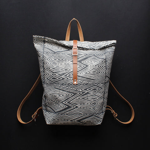 Flame Block Print Large Backpack