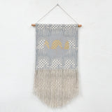 Grey Gateway with Taupe Circle and Gold Wall Hanging