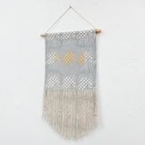 Grey Gateway with Taupe Circle and Gold Wall Hanging