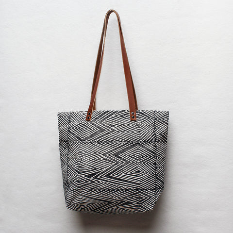 Flame Block Print Tote Bag