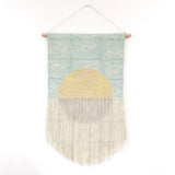Green Flame with Taupe Circle and Gold Wall Hanging