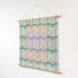 Green, Taupe and Purple Flood Block Print
