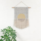 Grey Flame with Taupe Circle and Gold Wall Hanging