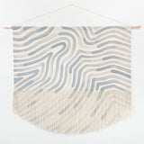Painted Wavy Stripe Fringe Wall Hanging in Gray