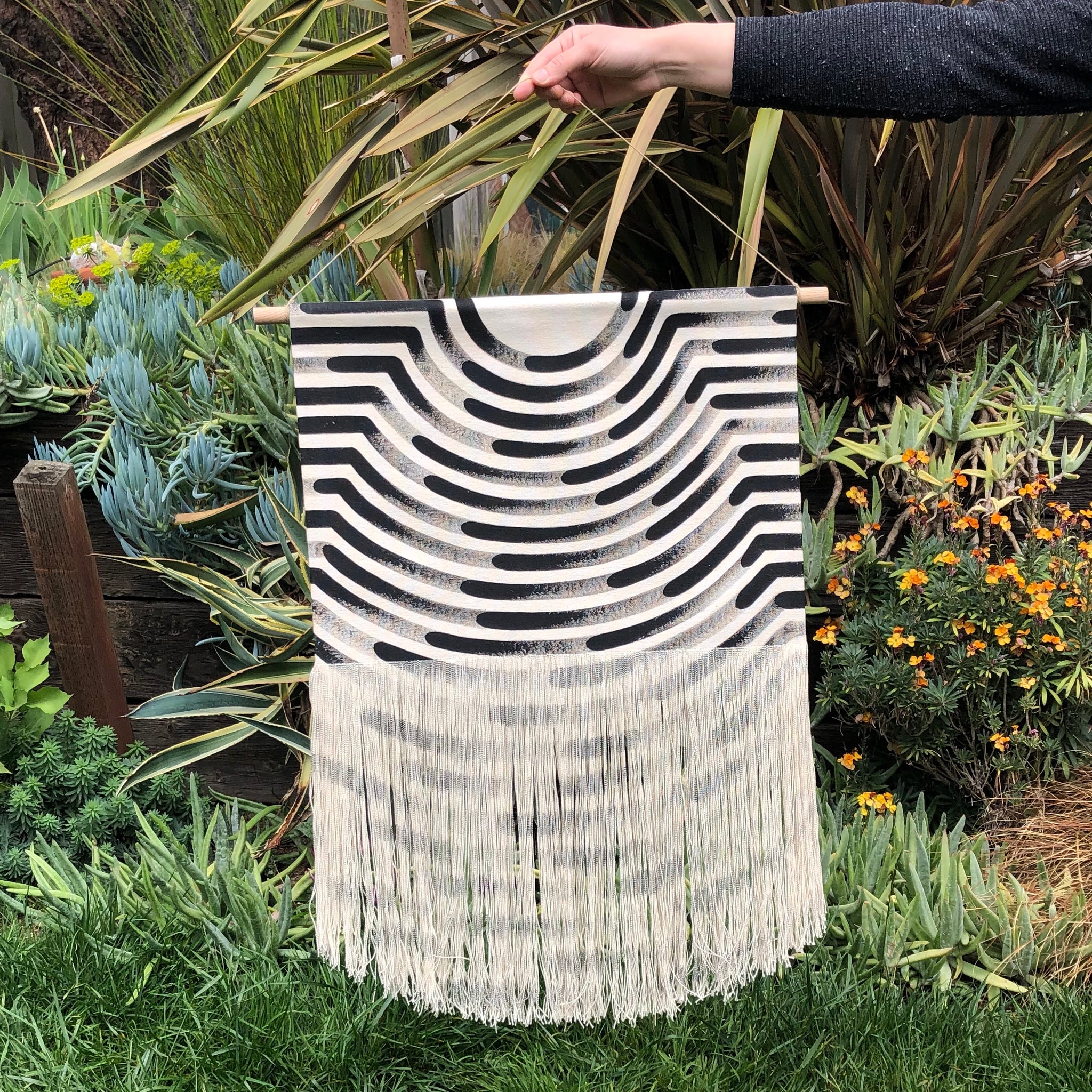 Medium Painted Stripe Fringe Wall Hanging in Black – Julia Canright