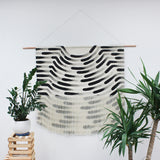Large Painted Stripe Fringe Wall Hanging in Black