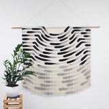 Large Painted Stripe Fringe Wall Hanging in Black