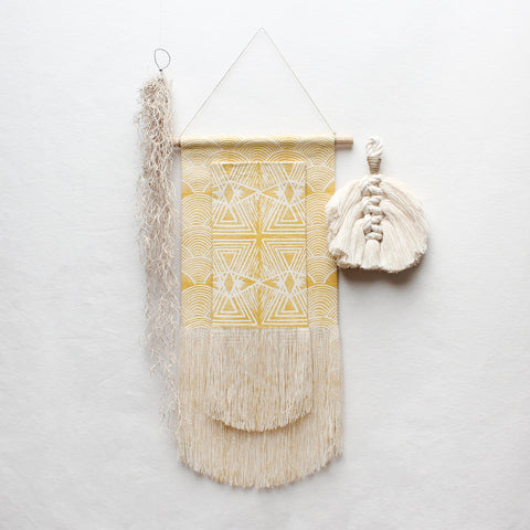Layered Evil Eye and Scallop Wall Hanging in Yellow