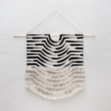 Small Painted Wave Fringe Wall Hanging in Black