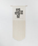 Painted Asymmetric Cross Fringe Wall Hanging in Black