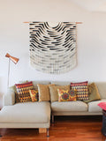 Large Painted Stripe Fringe Wall Hanging in Black