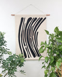 Painted Reeds with Circle Wall Hanging in Black and Taupe