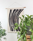 Painted Reeds with Circle Wall Hanging in Black and Taupe