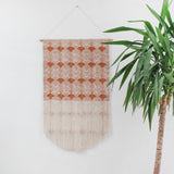 Scallop Block Print Fringe Wall Hanging in Burnt Orange