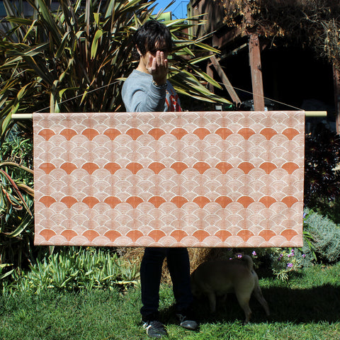 Scallop Faux Headboard Wall Hanging Burnt Orange