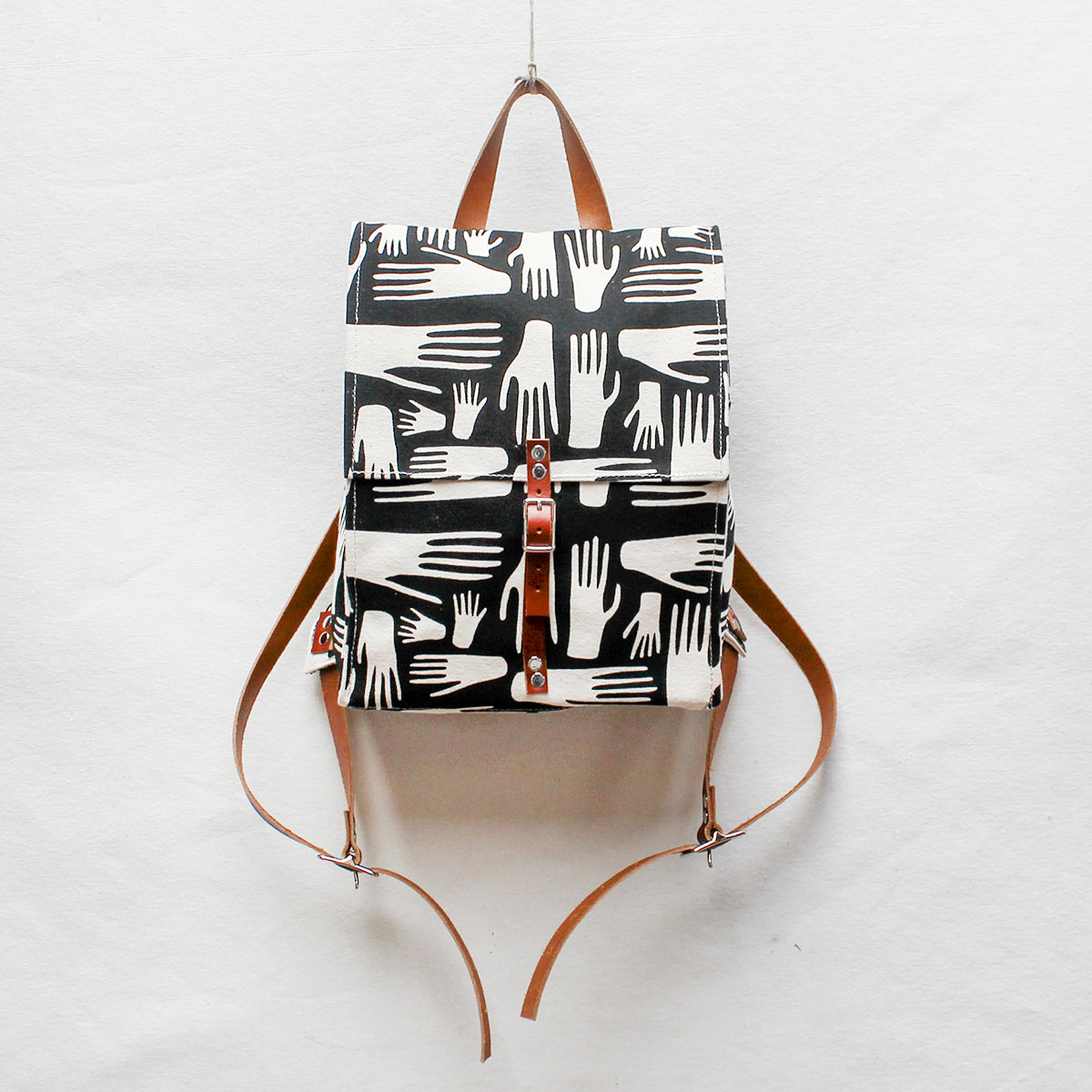 canvas mini backpack printed Hands Screen Print Small Backpack – Julia Canright