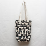 FU Block Print Small Tote Bag with Linen Handles