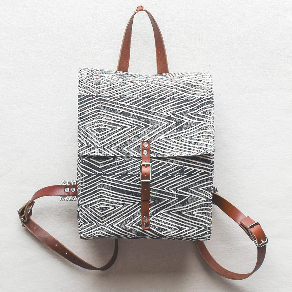 buy leather flame backpack Flame Block Print Small Backpack – Julia Canright