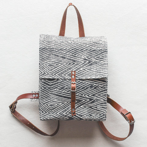 Flame Block Print Small Backpack