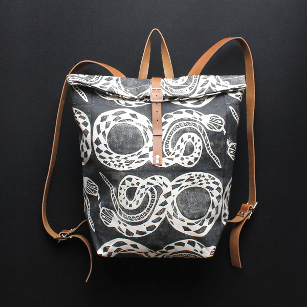 Snake Pattern Backpack Snake Block Print Large Backpack – Julia Canright