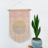 Terra Flame with Taupe Circle and Gold Wall Hanging